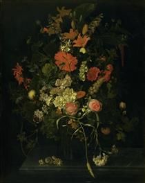 Bouquet of Flowers in a Glass - Maria van Oosterwijck