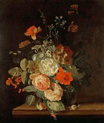 A Vase of Flowers - Maria van Oosterwijck