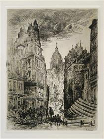 Vue Urbaine, Incendie Nocturne, « Rue Du Haut Palé » - Fernand Combes